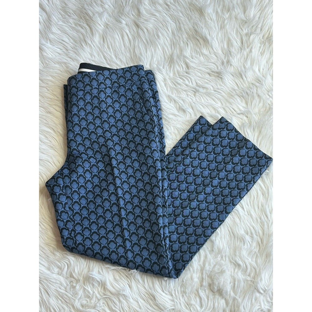 Ann Taylor Size 4 Blue Print Devin Fit Pants Tailored Ankle Career Preppy